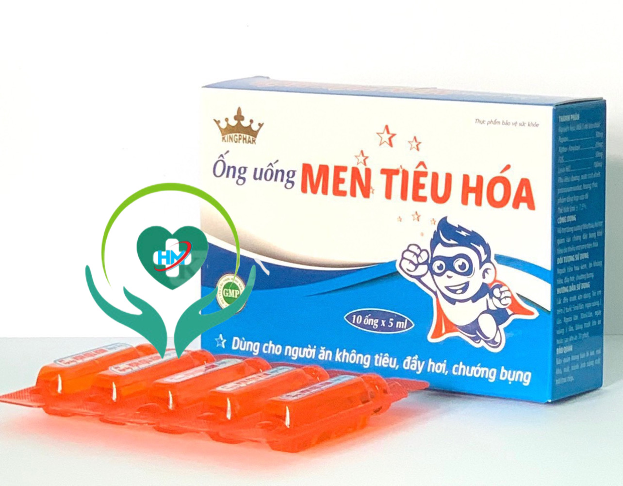 Ống uống Men tiêu hoá Kingphar , hộp 10 ống x 5ml, cân bằng hệ vi sinh đường ruột, chống rối loạn tiêu hoá