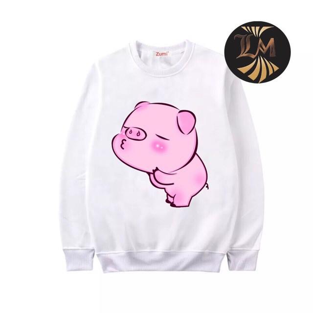 Áo nỉ sweater nam nữ heo mi gió có bigsize