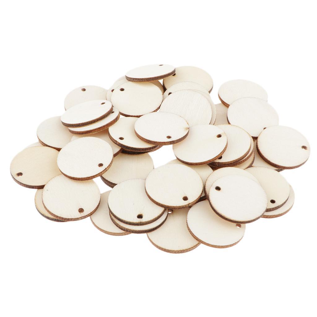 50x Unfinished Round Circle Pieces Plaques with Hole DIY Crafts