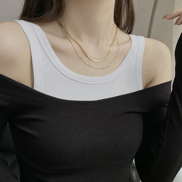 Dây chuyền titan nữ đẹp kiểu trơn 2 lớp mềm mại thoải mái