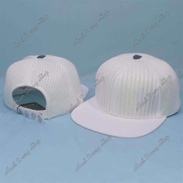 Mũ Nón Snapback thời thượng nón hiphop vá sọc lưới cao cấp phong cách phù hợp với mọi lứa tuổi - Trắng