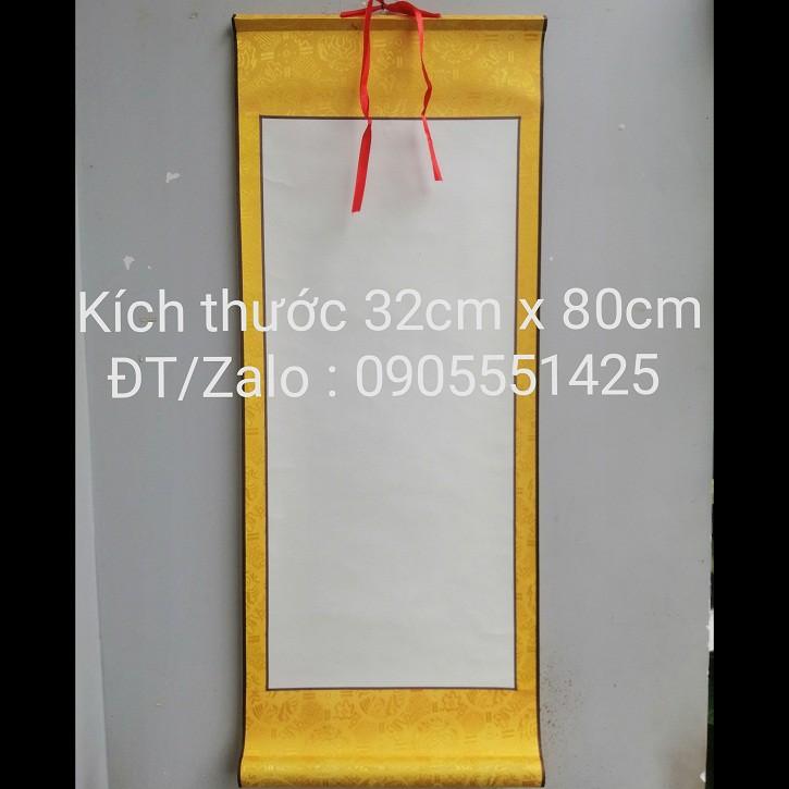 Bộ 4 tấm biểu bồi lụa viết thư pháp , kích thước 32cm x80cm.Giấy viết thư pháp. Mành tre viết thư pháp.Biểu lụa thư pháp