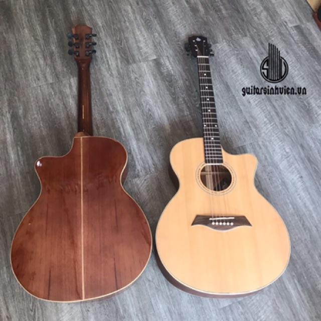 Guitar guitar acoustic gỗ hồng đào SVA2 nguyên tấm có ty chống cong - kèm 6 phụ kiện