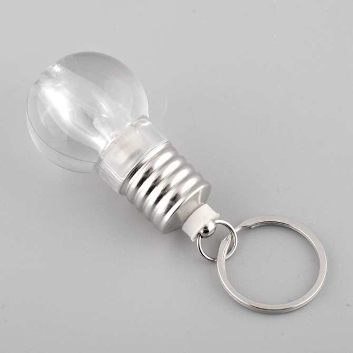Set 2 móc khóa hình bóng đèn có đèn led phát sáng 7 mầu hiện đại MK11