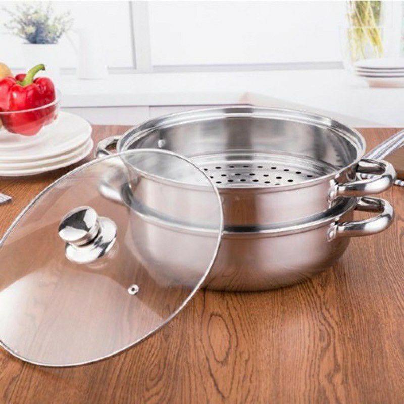 Nồi hấp 3 tầng inox 28cm dầy dặn