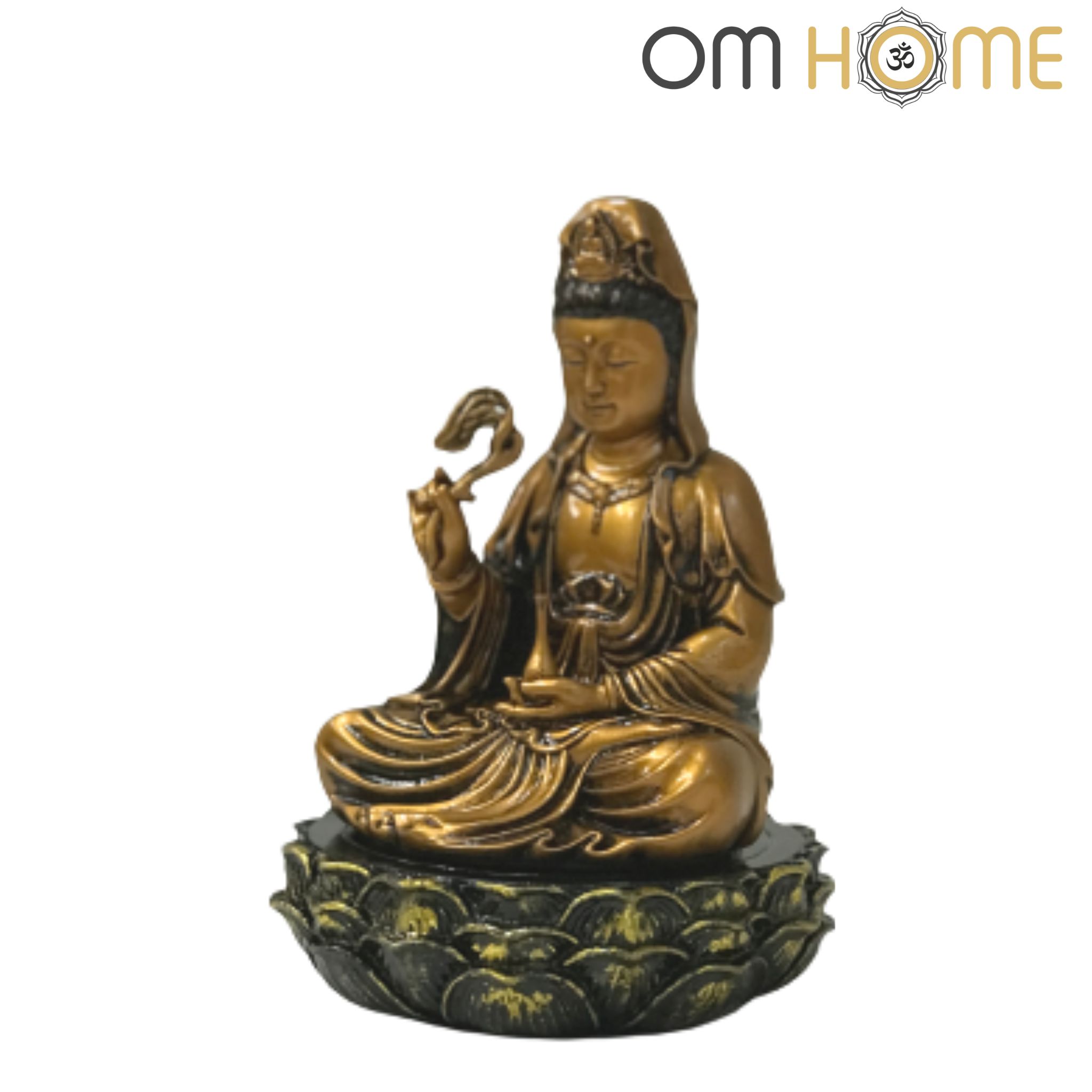 Tượng Quan Thế Âm Bồ Tát Nhí Kèm Đế Sen Om Home