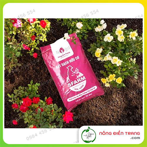Đất Sạch Hữu Cơ SFARM Chuyên Dùng Cho Hoa Kiểng - Bao 20 dm3 - Giàu dinh dưỡng, sạch mầm bệnh VTNN Nông Điền Trang