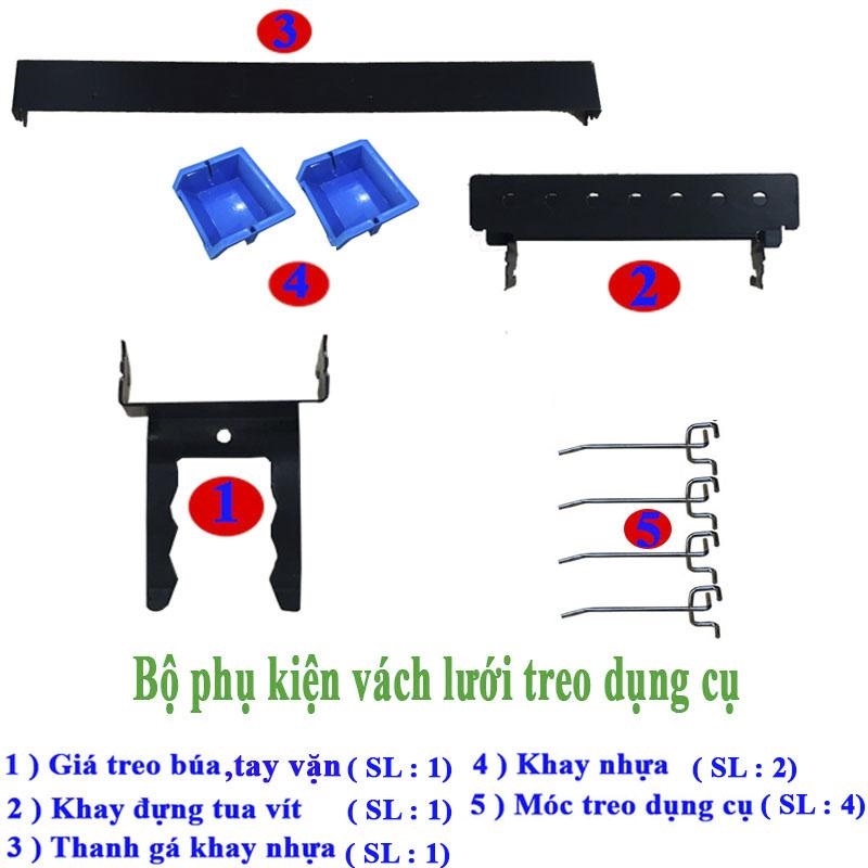 Vách lưới pegboard treo tường màu Trắng + Phụ kiện