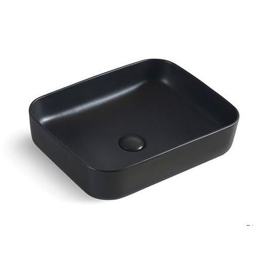 Chậu sứ lavabo để bàn màu đen kiểu vuông mỹ thuật