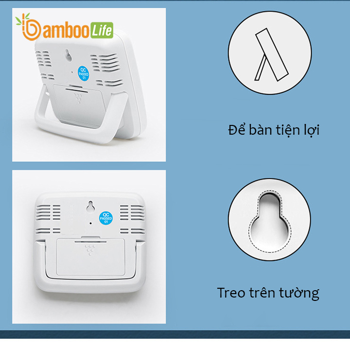 Nhiệt ẩm kế Bamboo Life Nhiệt kế điện tử đo nhiệt độ phòng Ẩm kế điện tử đo độ ẩm phòng ngủ thông minh có đèn nhỏ gọn chính xác hàng chính hãng