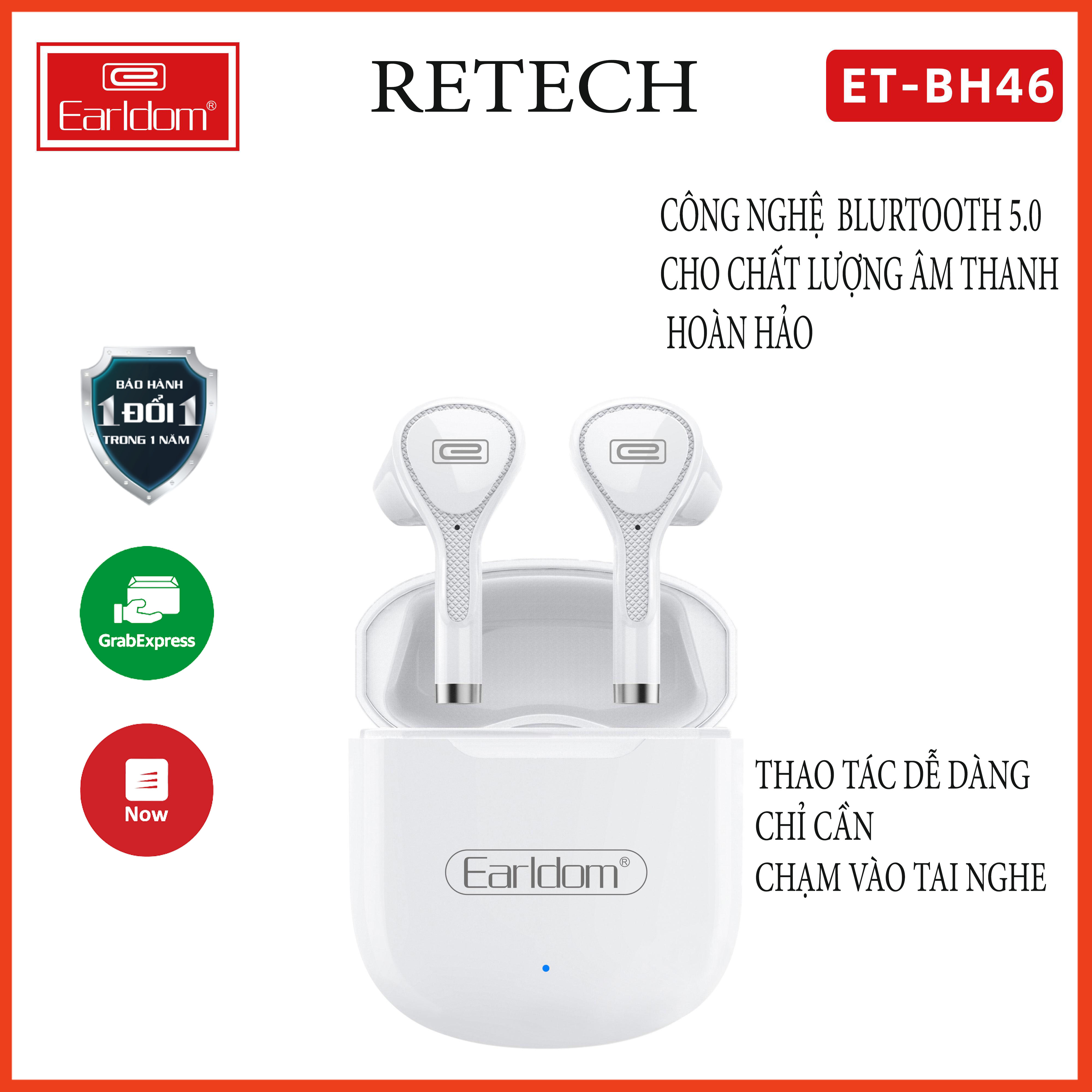 Tai nghe Bluetooth Nhét Tai EARLDOM BH-46 - Hàng Chính Hãng- công nghệ bluetooth 5.0 - kèm Dock sạc dự phòng, tự động kết nối Bluetooth với điện thoại khi ở trạng thai sẵn sàng