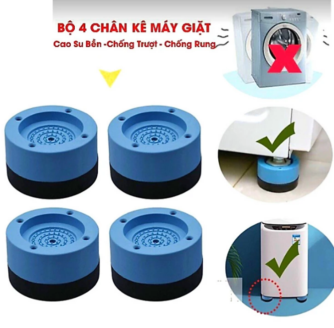 Đế Chống Rung Máy Giặt, Chân Máy Giặt Chân Bàn 4 Miếng Cao Su Cao Cấp, Chống Rung Chống Ồn Chống Trơn Trượt  - Hàng Chính Hãng