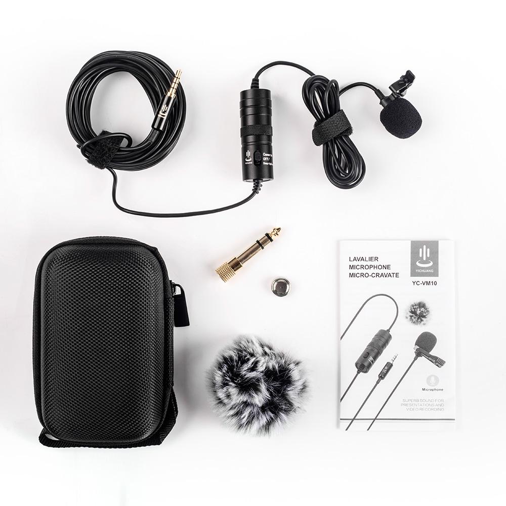Micrô Lavalier chuyên nghiệp Cáp 3,5 mm 6 mét với bộ chuyển đổi 6,35 mm có Kính chắn gió cho iPhone 6 / 6P Samsung
