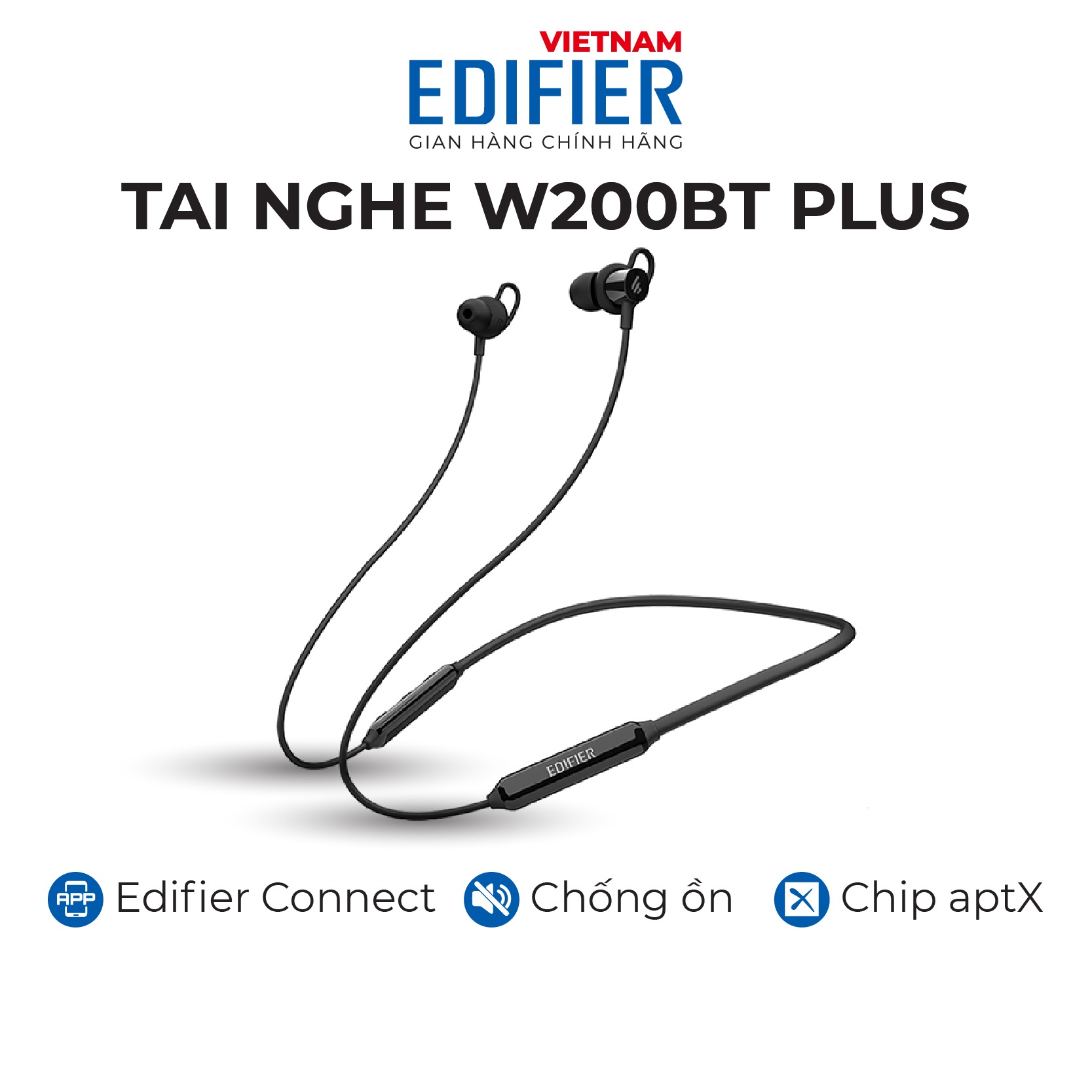 Tai nghe Bluetooth 5.1 EDIFIER W200BT Plus Âm thanh Stereo Chống nước IPX5 - Hàng chính hãng