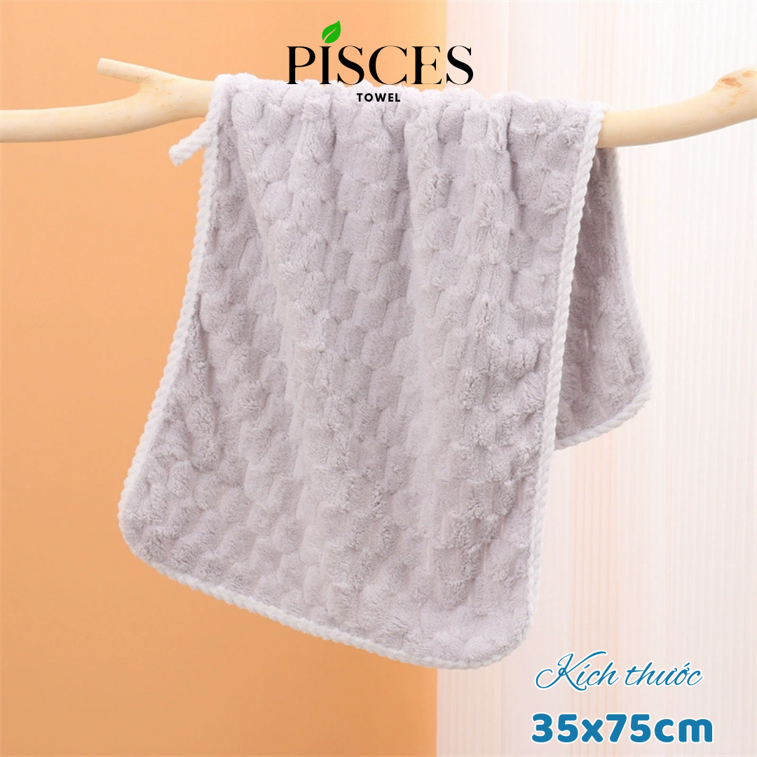 Khăn Mặt PISCES TOWEL 35x75cm Ô Chữ Nhật Cotton Mềm Mại, Khăn Spa Yoga Gym Thể Thao Thấm Hút Mồ Hôi - Xanh dương, Xanh dương