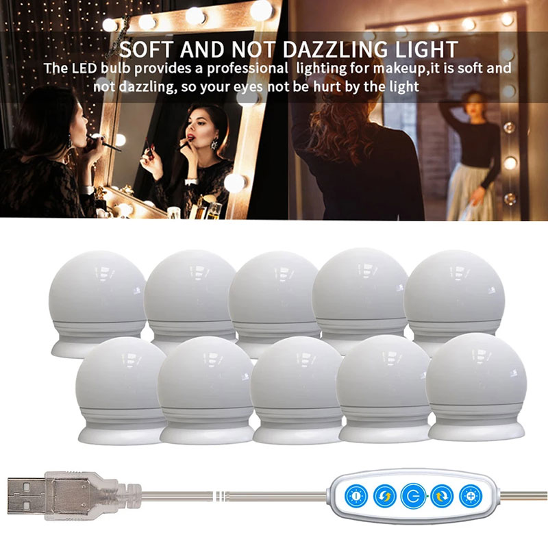 Chuỗi dây đèn led gương trang điểm 10 bóng 5 màu điều chỉnh