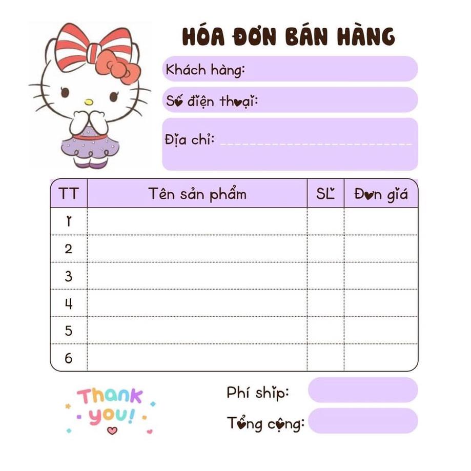 Combo 50 cuốn hoá đơn mini ( combo dành cho khách sĩ