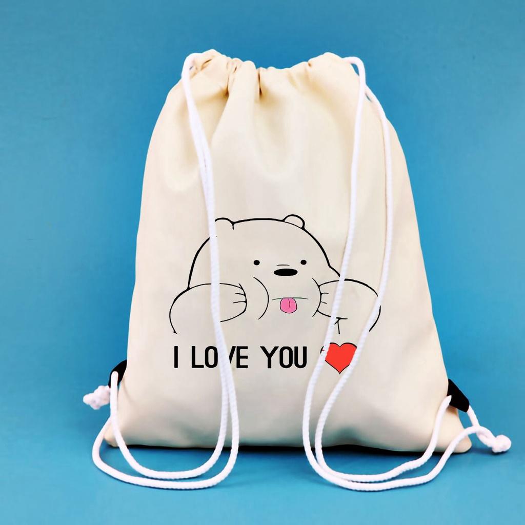 BALO MINI WE ARE BEAR AOMIVN DÂY RÚT NHỎ XINH UNISEX CHẤT CANVAS THỜI TRANG CUTE XINH ĐẸP TIỆN ÍCH DẠO P