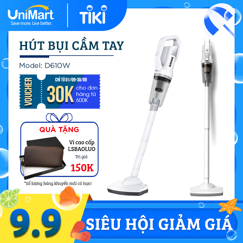 Máy Hút Bụi Cầm Tay Không Dây Sạc Pin Đa Năng Damas D610W - Hàng Nhập Khẩu