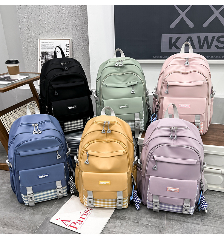 Balo đi học nữ ulzzang hàn nhật kẻ sọc caro đẹp cặp sách đen nữ hàn quốc balo thời trang sinh viên 3618