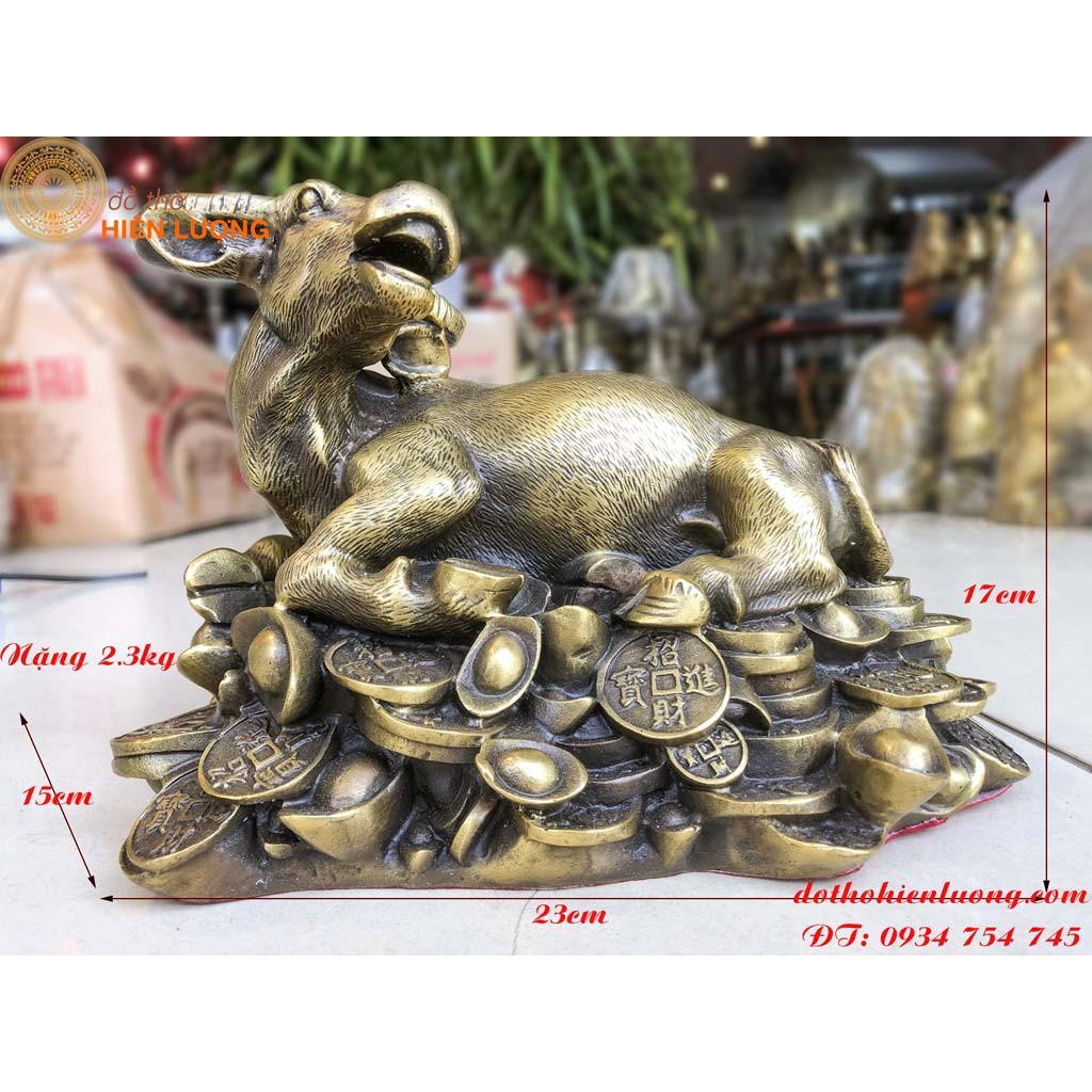 Tượng Trâu Nằm Bệ Vàng Bằng Đồng – Quà Tặng Trâu Phong Thủy