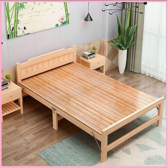 Giường xếp gỗ thông gấp gọn 80x195cm tặng nệm gối - Giường gỗ thông gấp gọn