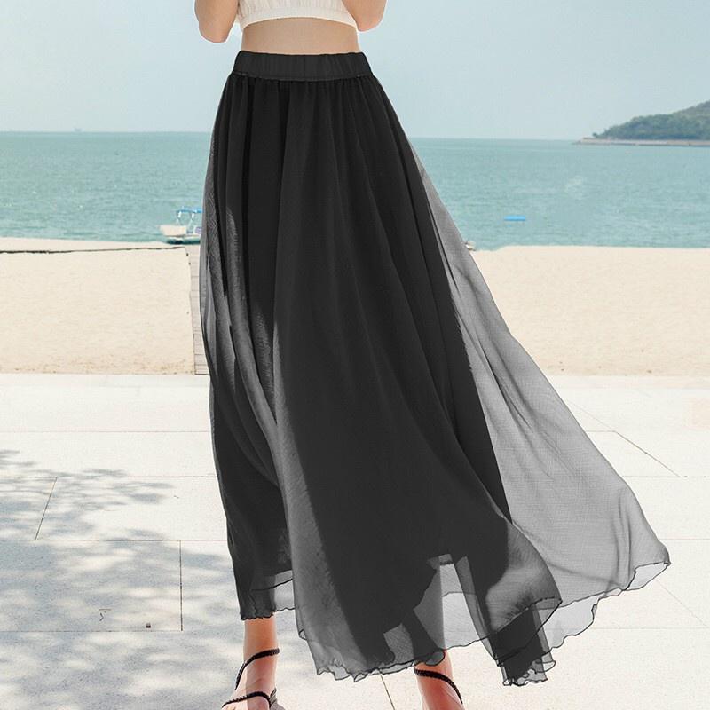 CHÂN VÁY DÀI CHIFFON MAY 2 LỚP