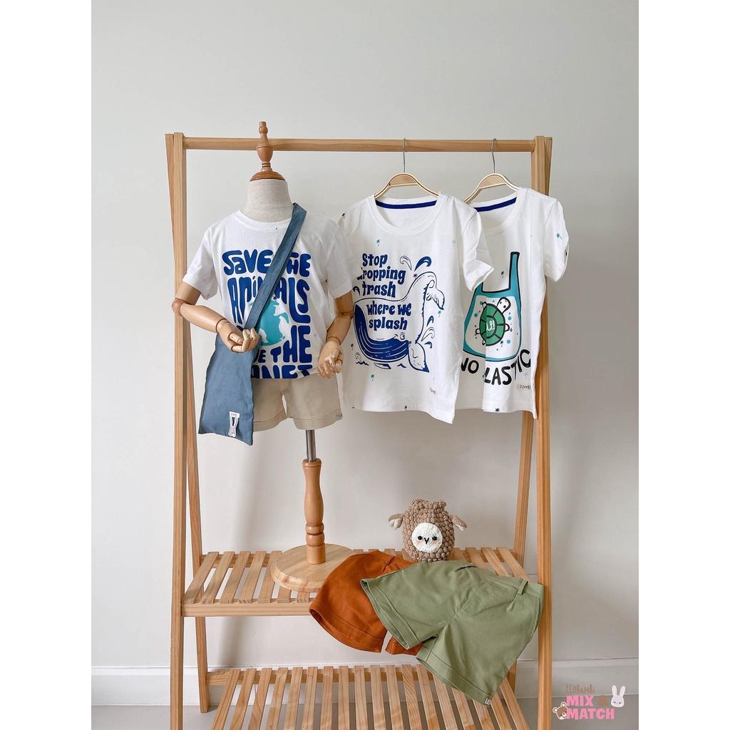 Combo kết hợp quần short linen Unisex cho bé ECOBAMBI