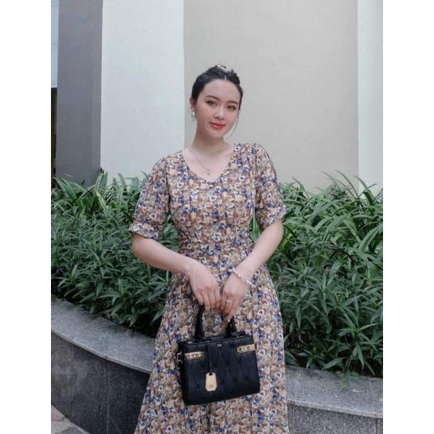 ĐẦM XÒE VOAN HOA CỔ TIM TAY LỠ