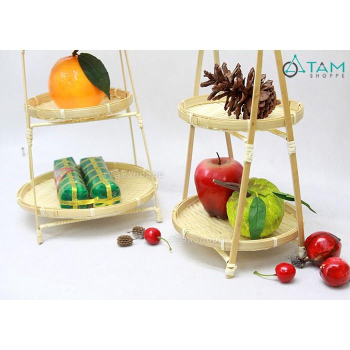 Kệ mẹt tre nhiều tầng đựng trái cây quai xách T-MTRN-08