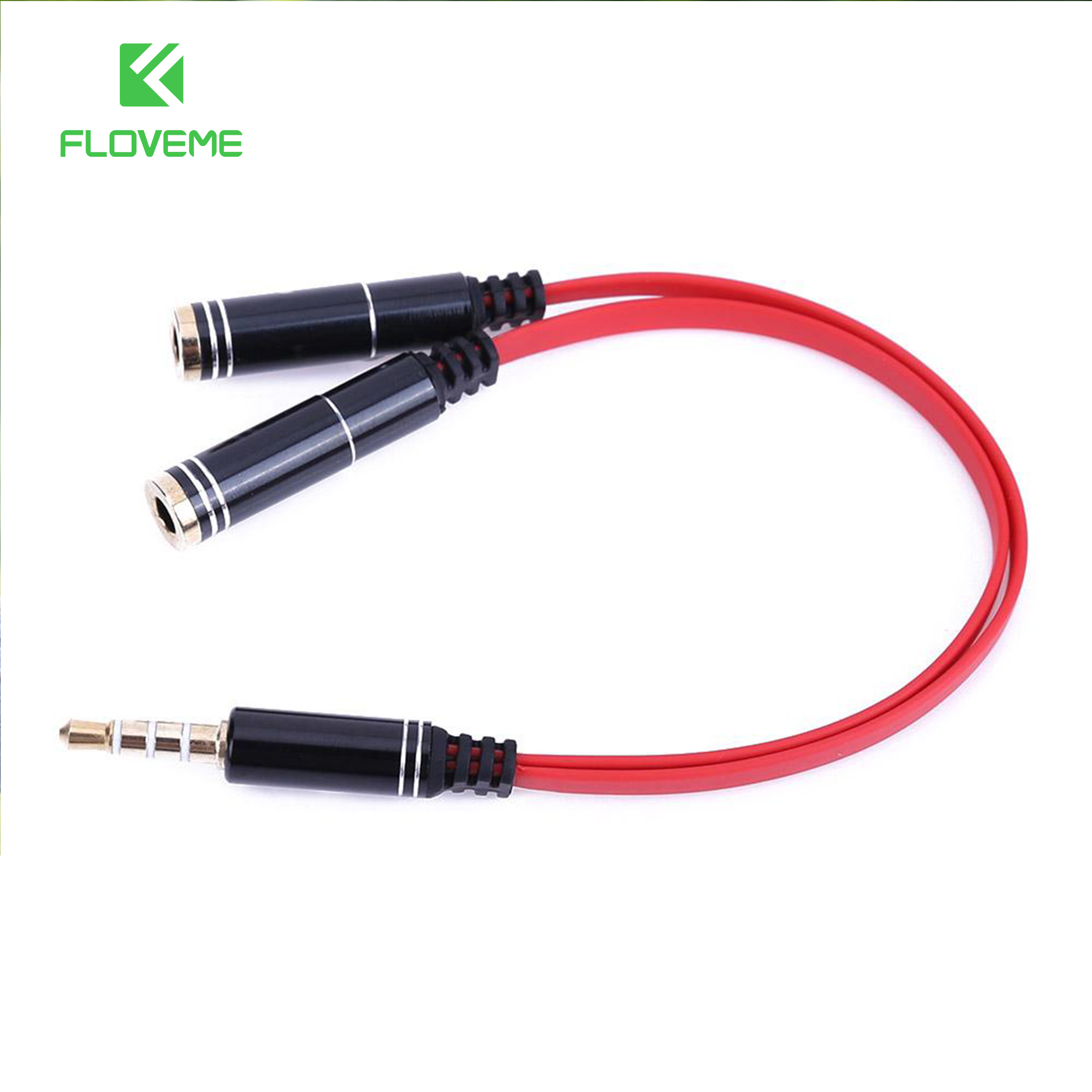 Cáp gộp audio và mic 2 vào 1 ra 3.5mm Floveme ( Chuyển tai nghe điện thoại cho máy tính PC ) - Thiết kế nhỏ gọn - Tăng cường chất lượng tín hiệu - Giảm nhiễu tốt - Hàng chính hãng