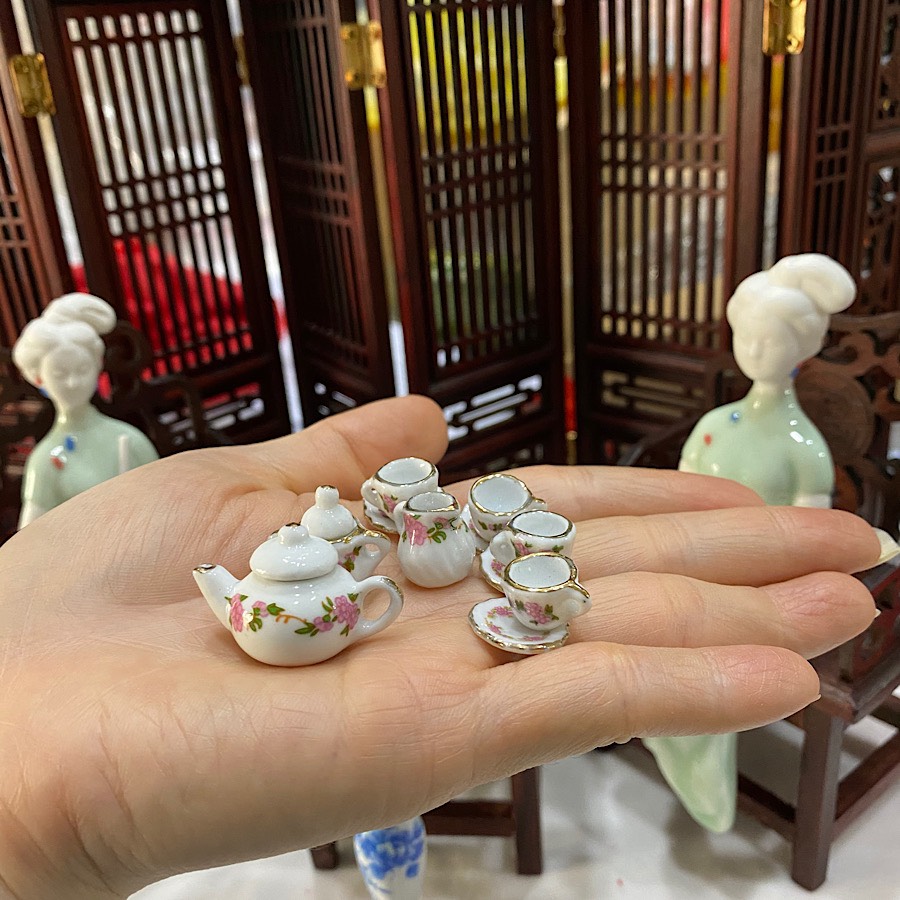 BỘ ẤM TRÀ TÍ HON ĐỂ TRANG TRÍ 11 món BẰNG GỐM SỨ