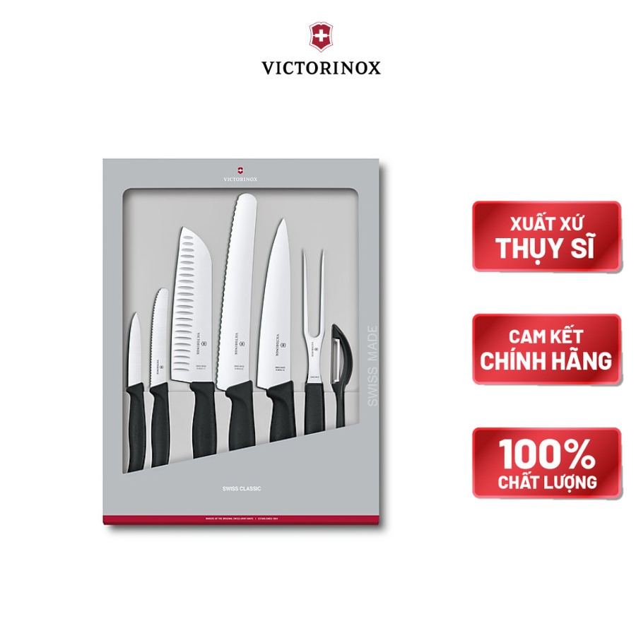 Bộ dao bếp 7 món Swiss Classic VICTORINOX - THỤY SĨ : Dao nhà bếp và phụ kiện Thụy Sĩ Bộ dao lý tưởng cho các đầu bếp chuyên nghiệp và cả những đầu bếp gia đình