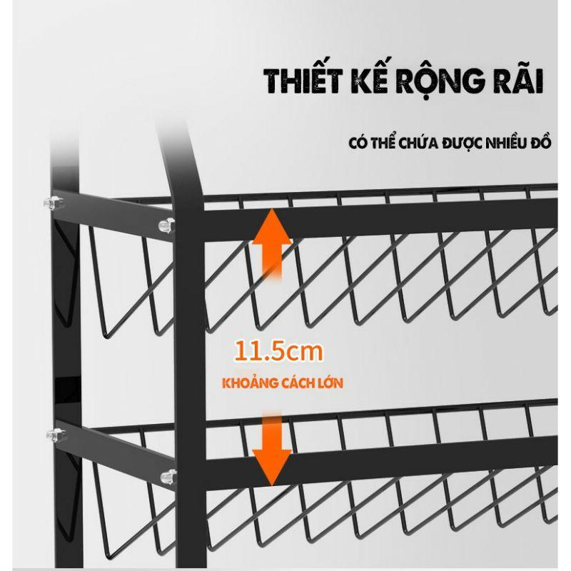 Kệ gia vị kiêm đựng chai thủy tinh sơn tĩnh điện 3 tầng- Kệ đa năng - Giá để gia vị kiêm kệ đựng rượu 3 tầng