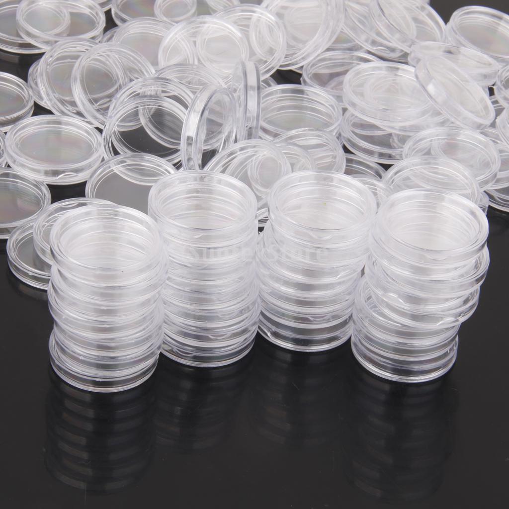 Set 100 Hộp Bằng PS Trong Suốt Dùng Sưu Tập Tiền Xu - Tùy Chọn Size