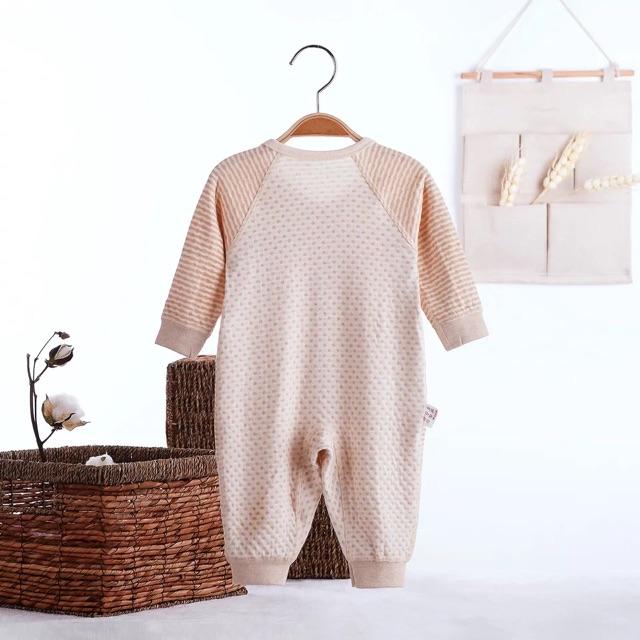 Áo liền quần unisex cotton hữu cơ 4 mùa cho bé 0-2 tuổi