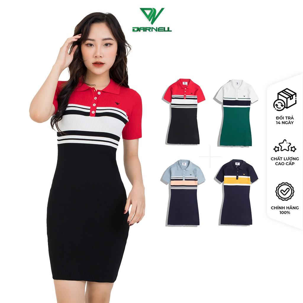 Đầm polo cao cấp nữ 4 màu chất dệt kim mềm mịn thấm hút mồ hôi chính hãng DARNELL DN423