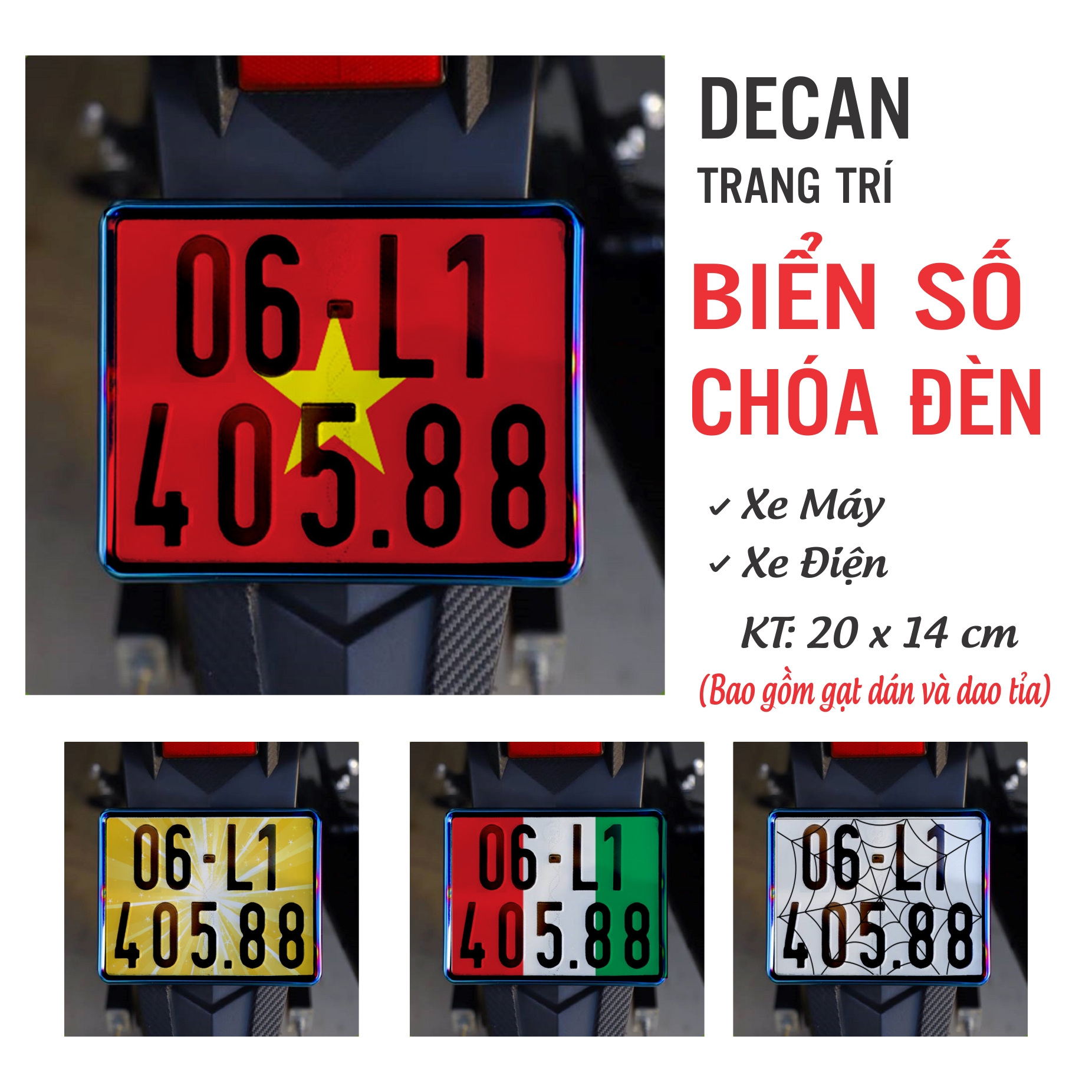 Chọn mẫu|Kèm gạt và dao tỉa) Hình Cờ Việt Nam, Cờ Ý, mạng nhện, tia sáng dán biển sỗ xe máy, xe điện,chóa đèn nhiều màu