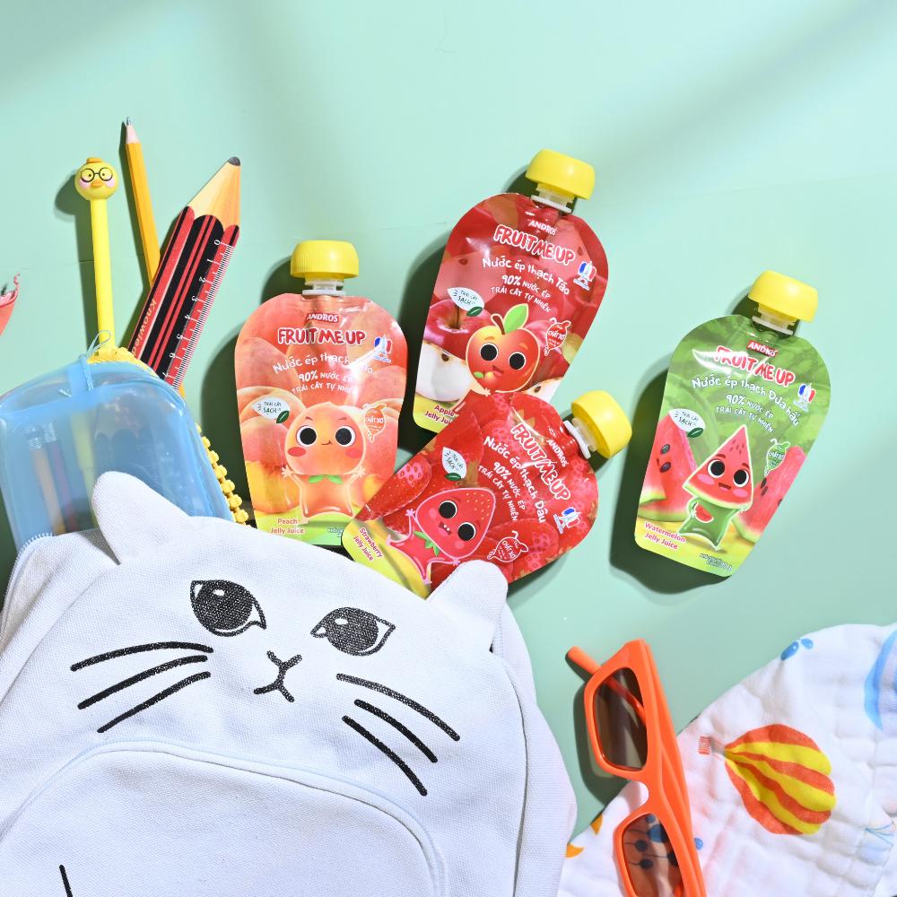 Combo 4 Túi Thạch Trái Cây 4 vị - 90% Nước Ép Trái Cây Thật - ANDROS FRUIT ME UP- 90gx4