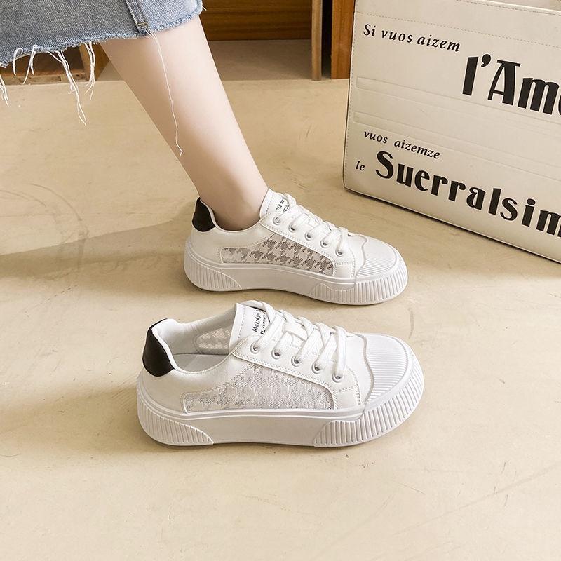 Breathable net gauze small white shoes girls 2022 summer new flat soles students thick soles leisure sports board shoes