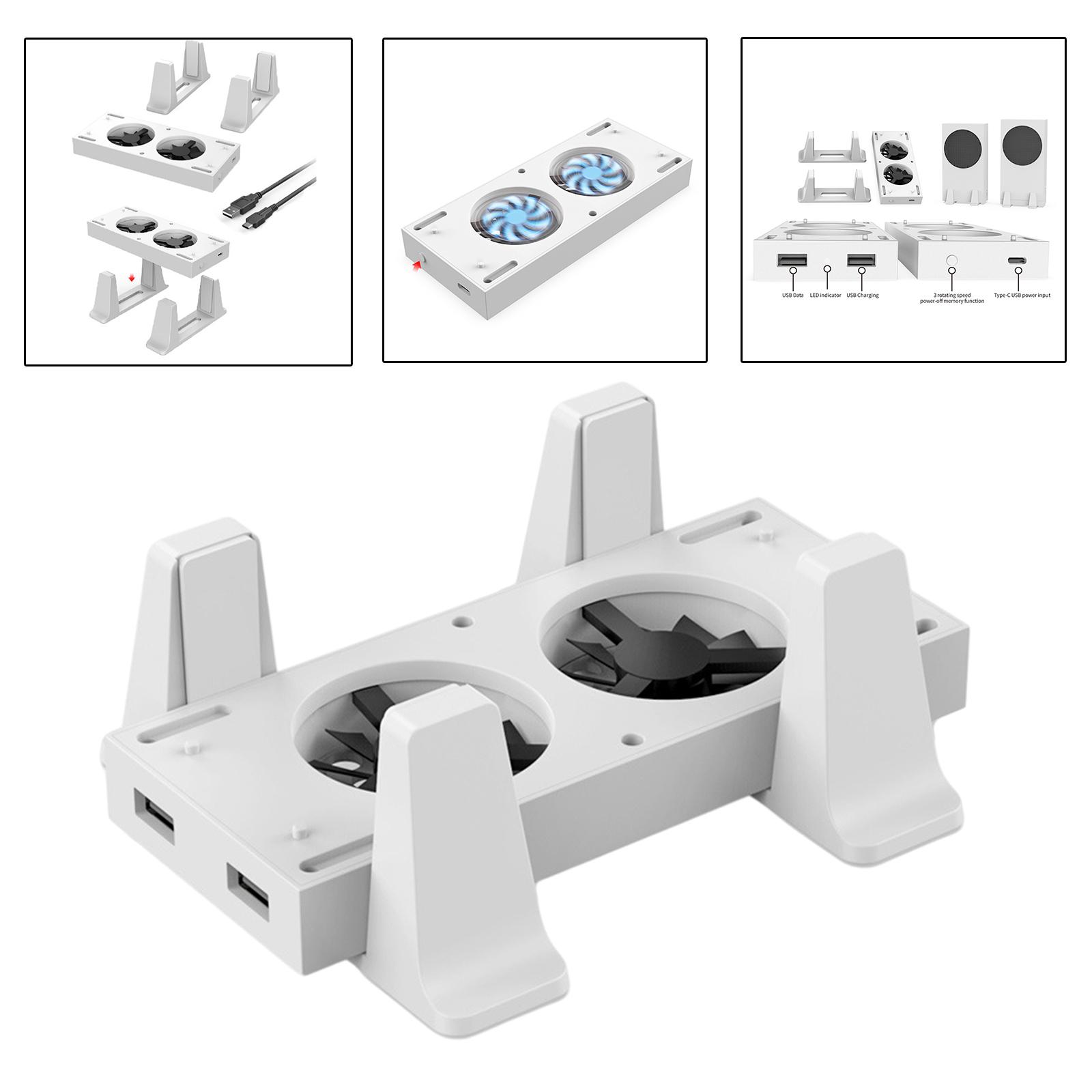 Vertical Stand for Xbox Series X with Cooling Fan, Charging Station Dock for Xbox Series X Controller, White Cooling Fan