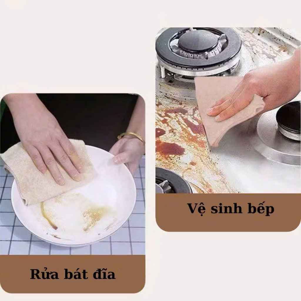 Set 10 Khăn Lau Xơ Mướp Làn Bếp, Bát Đũa Sạch Sẽ, Lau Sạch Vết Bẩn Dầu Mỡ - HÀNG CHÍNH HÃNG MINIIN