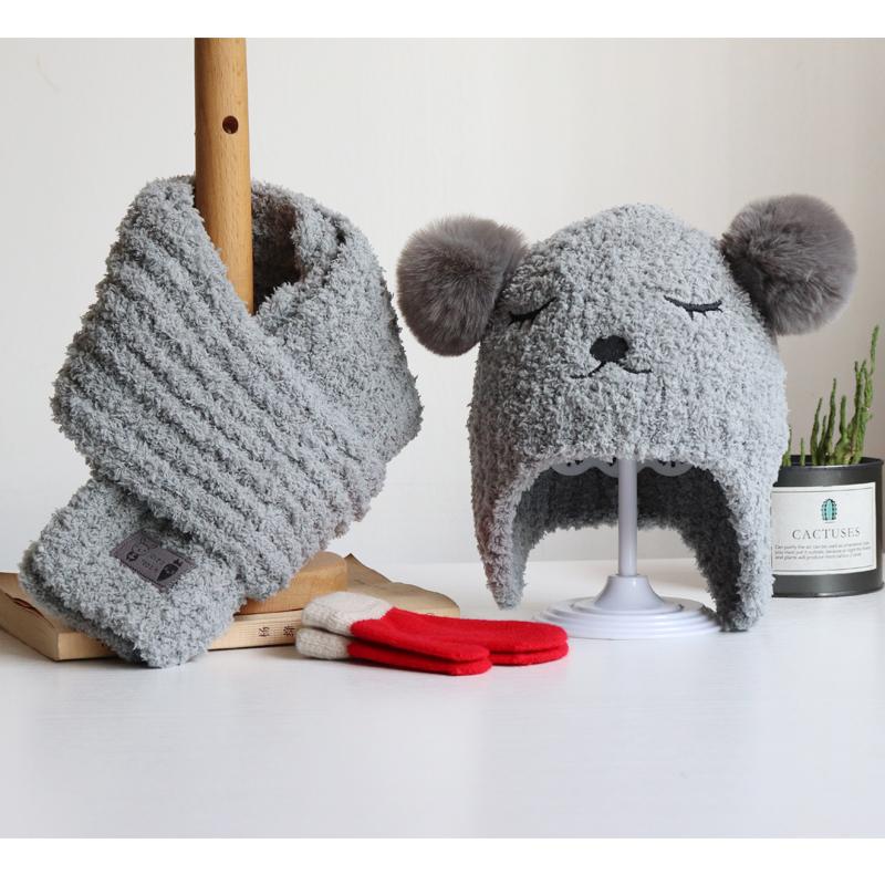 Nón Cho Bé Khăn Găng Tay Ba Bộ Mũ Trẻ Em Và Khăn Trong Mùa Thu Đông Bé Trai Và Bé Gái dệt Kim Mũ Ấm Áp