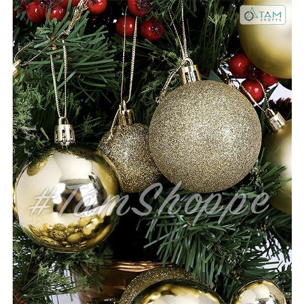 Hộp 100 trái châu Noel 4 kiểu Đk3-4-6cm treo cây thông Noel X-TRCH-20