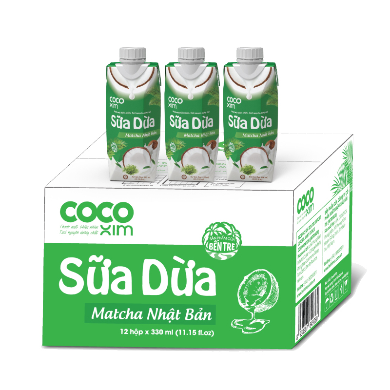 01 Thùng/ 12 Hộp Sữa Dừa Matcha Cocoxim 330ml