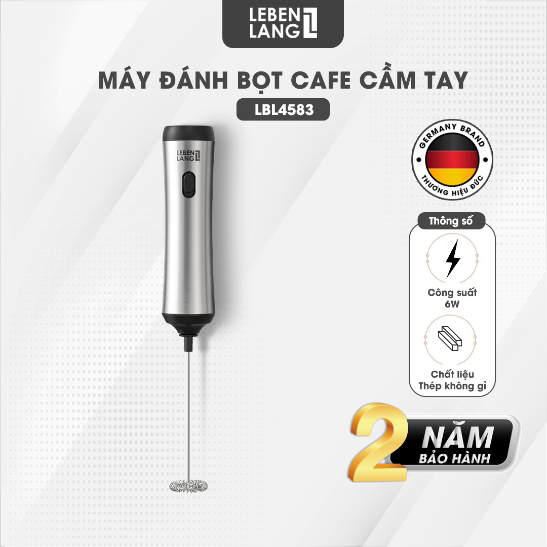 Máy đánh bọt cafe cầm tay Lebenlang LBL4583, sạc điện nhỏ gọn tiện lợi, công suất 10W,bảo hành 2 năm - hàng chính hãng