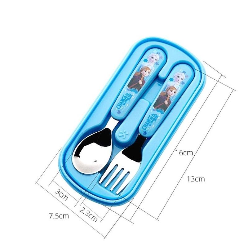 Bộ Thìa và Dĩa ăn inox trẻ em hàng Dlsney có hộp. Hình 3D tươi tắn ,sắc nét
