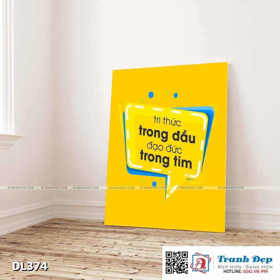 Tranh động lực trang trí phòng làm việc - Tri thức trong đầu, đạo đức trong tim - DL374