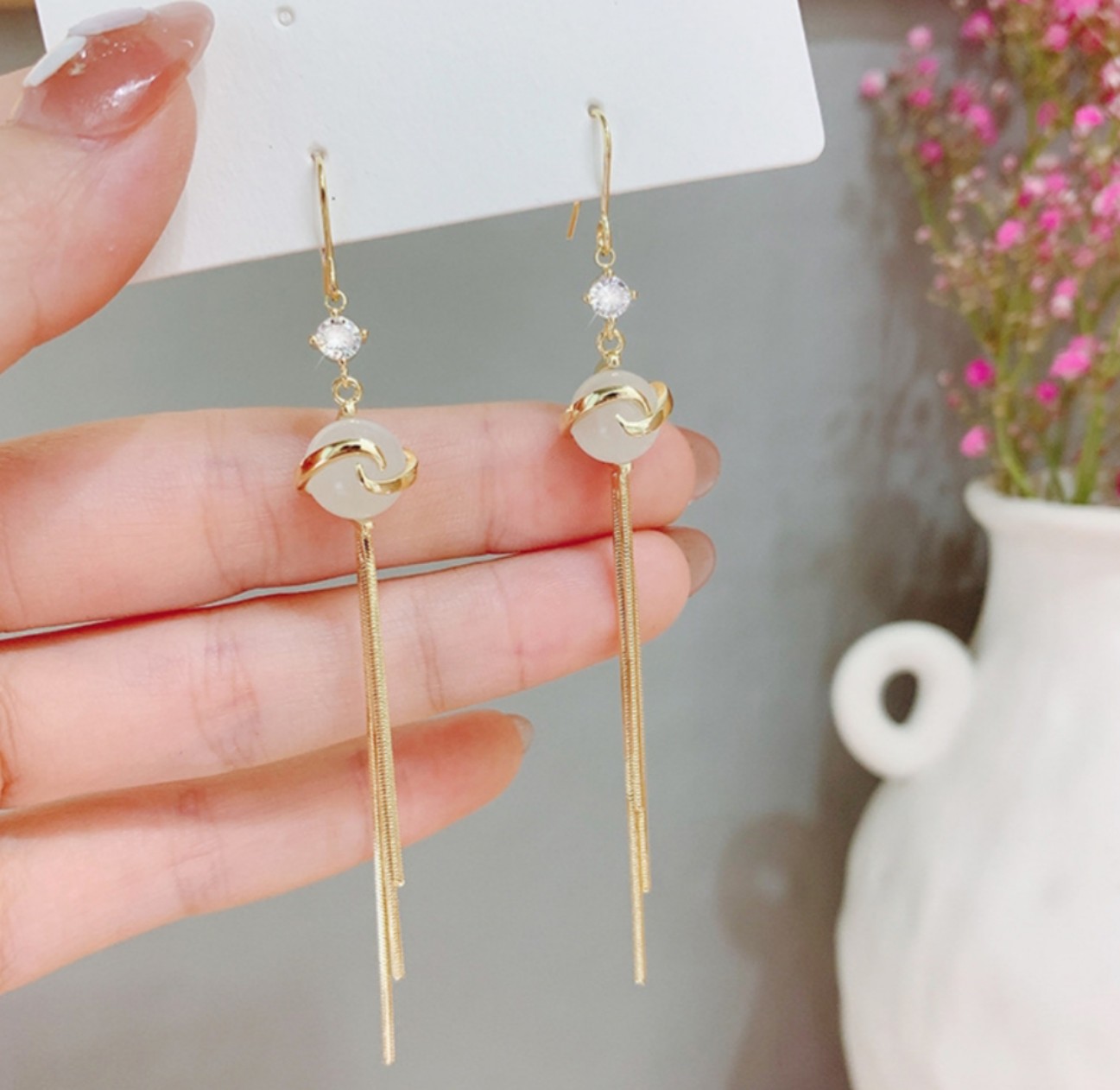 Bông Tai Hoa Tai Nữ tua rua CAO CẤP Thời Trang Sang Chảnh