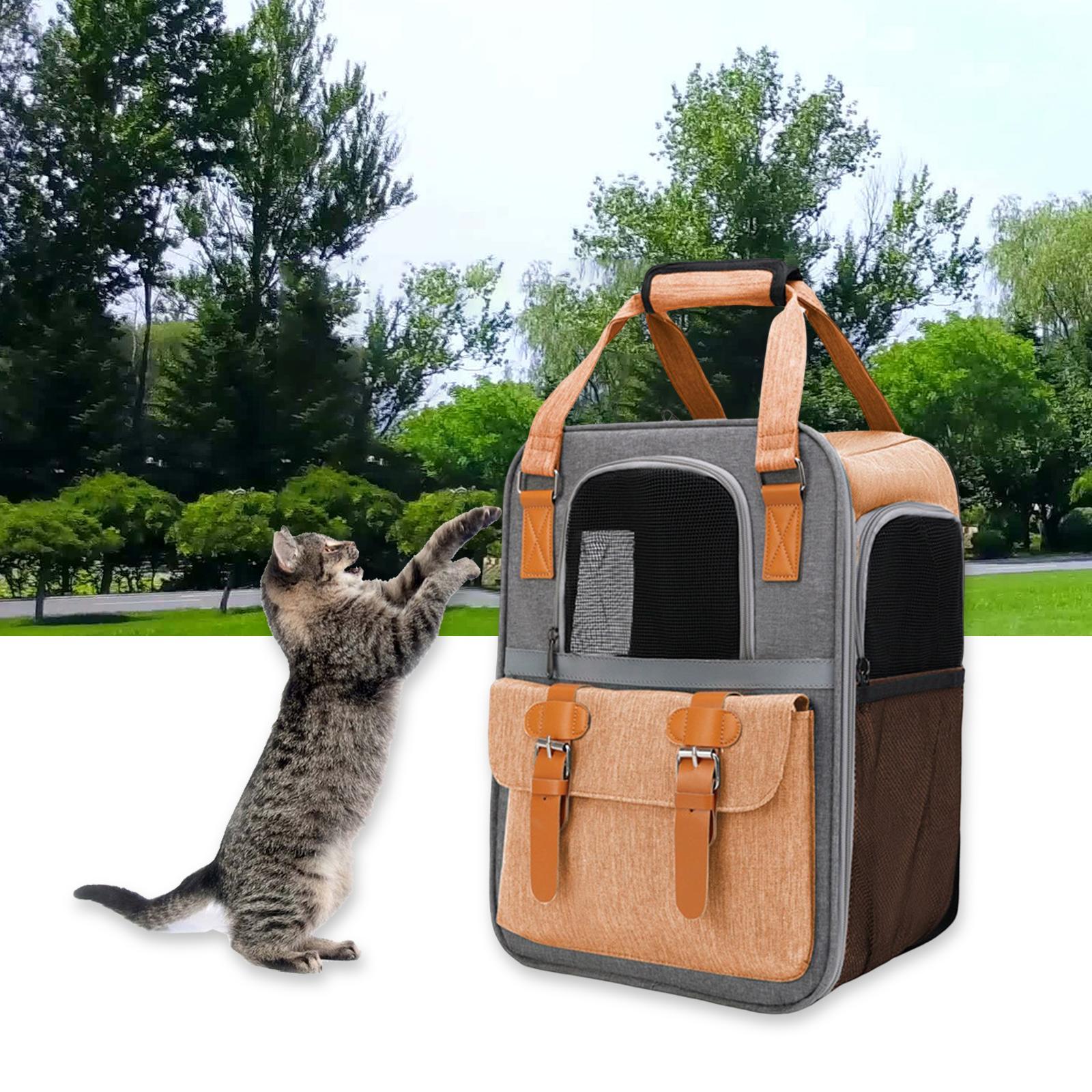 Portable Cat Carrier Backpack Dog Travel Bag with Shoulder Strap for Kitten